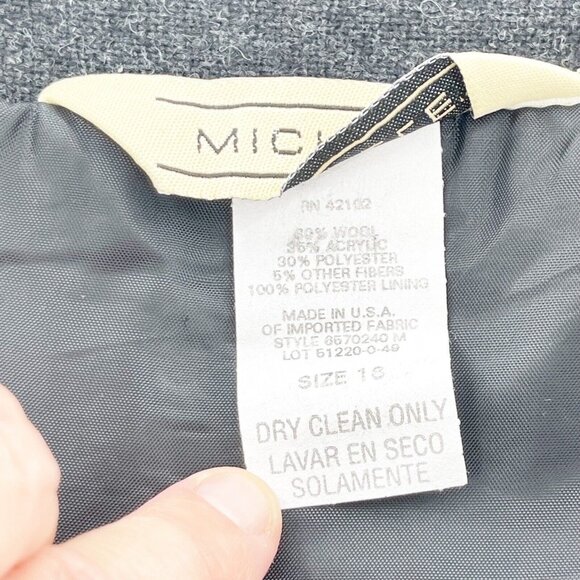 Vtg Michele Wool Blend Fringe Hem Skirt 16 Gray & White Midi Western USA Fringe - Picture 3 of 12